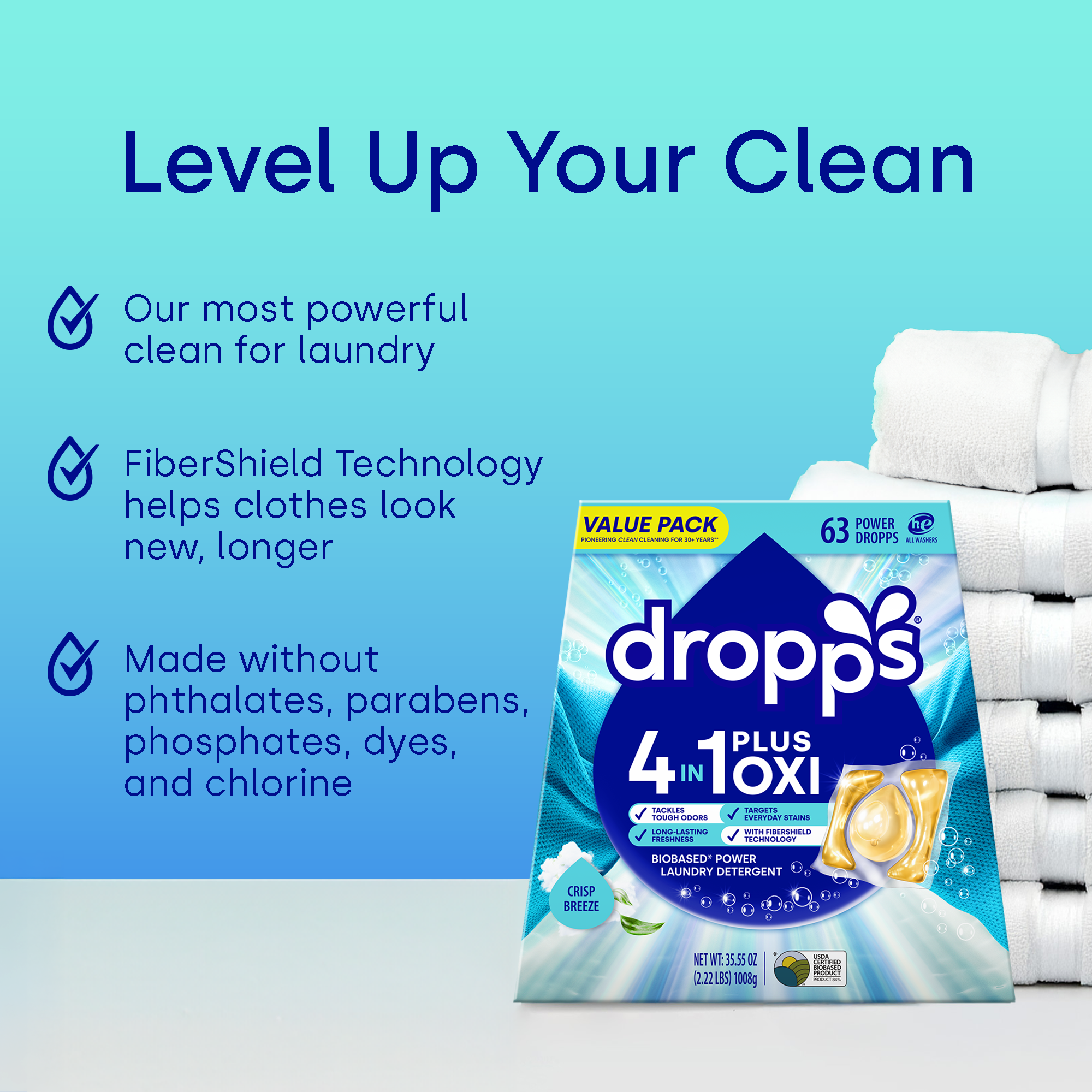 4-in-1 Plus Oxi Biobased Power Laundry Detergent Pods, Crisp Breeze