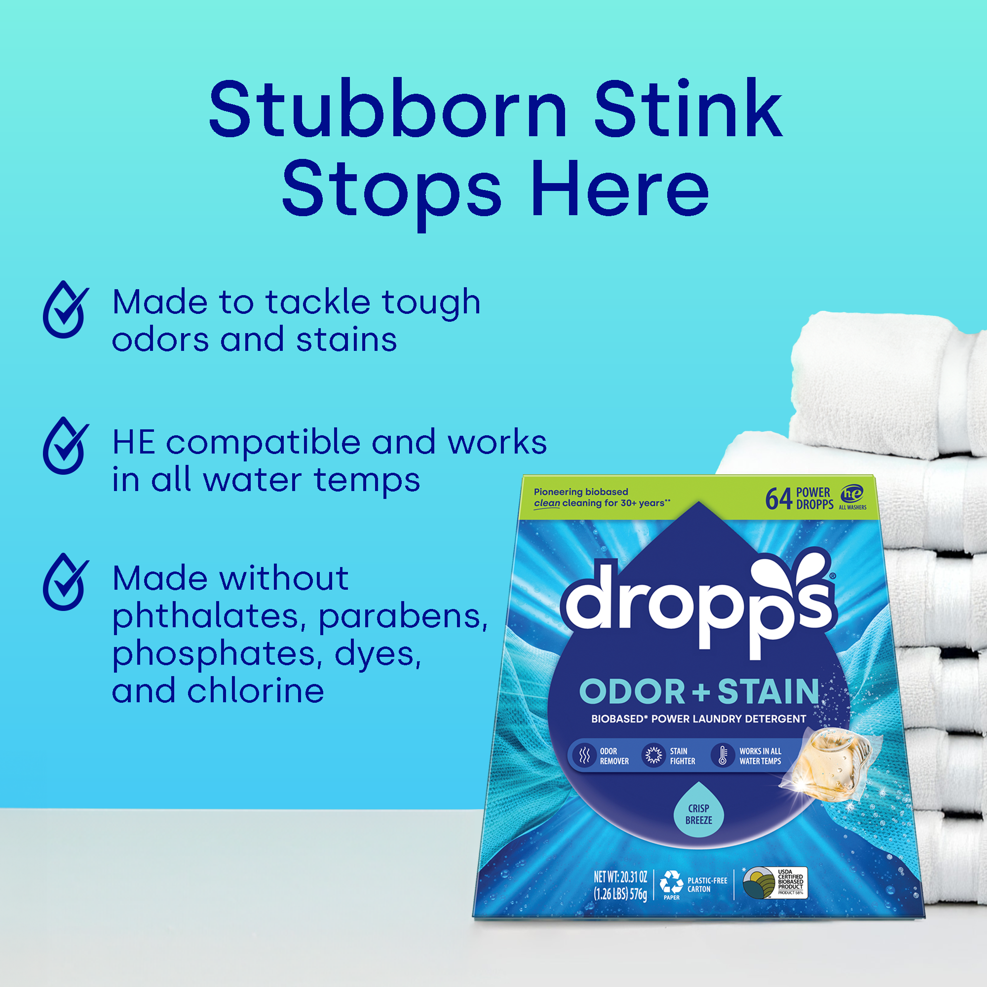 Odor & Stain Laundry Detergent Pods, Crisp Breeze