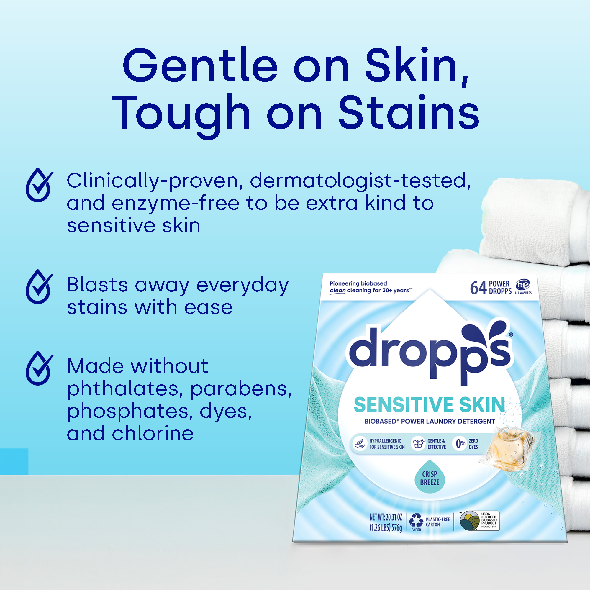 Sensitive Skin Laundry Detergent Pods, Crisp Breeze