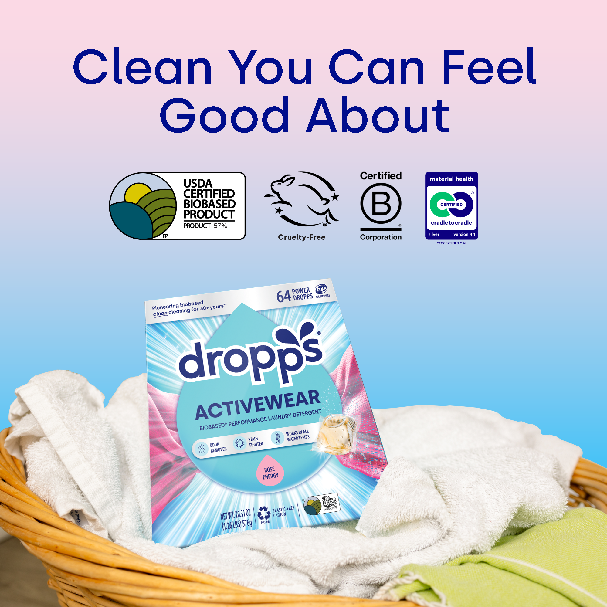 Activewear Laundry Detergent Pods, Rose Energy
