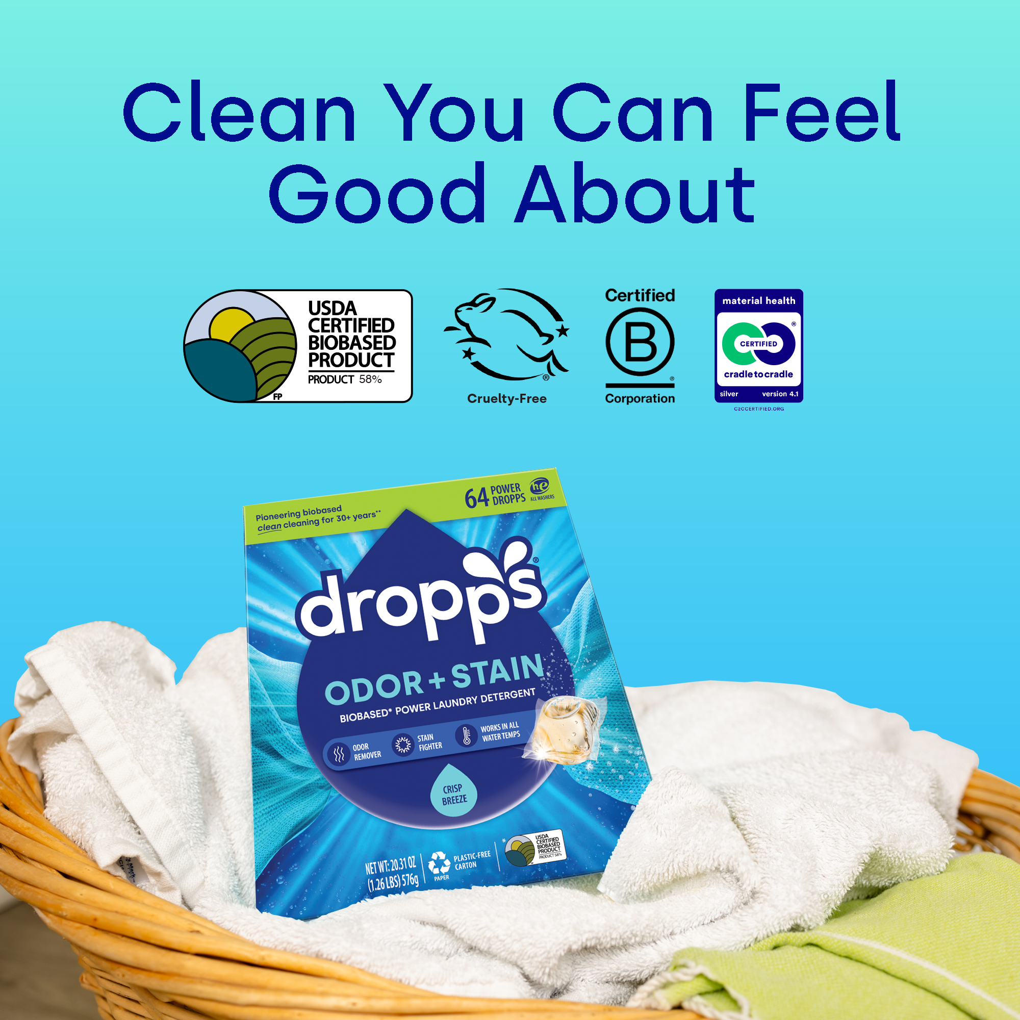 Odor & Stain Laundry Detergent Pods, Crisp Breeze