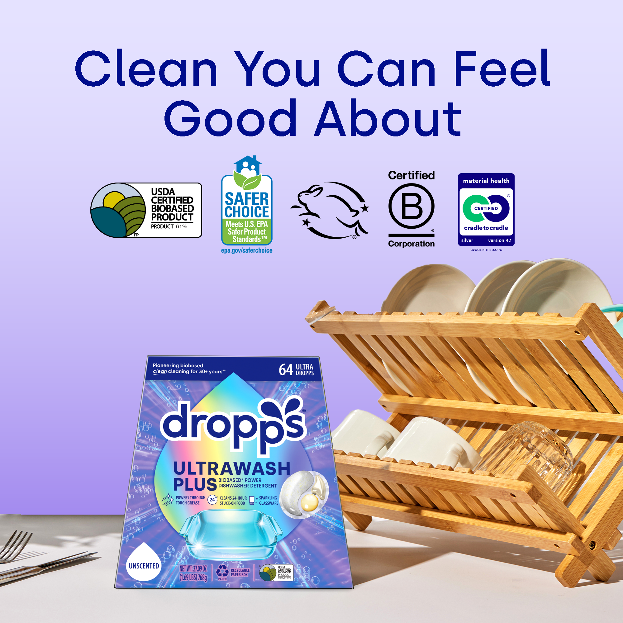 UltraWash Plus Biobased Power Dishwasher Detergent Pods, Unscented