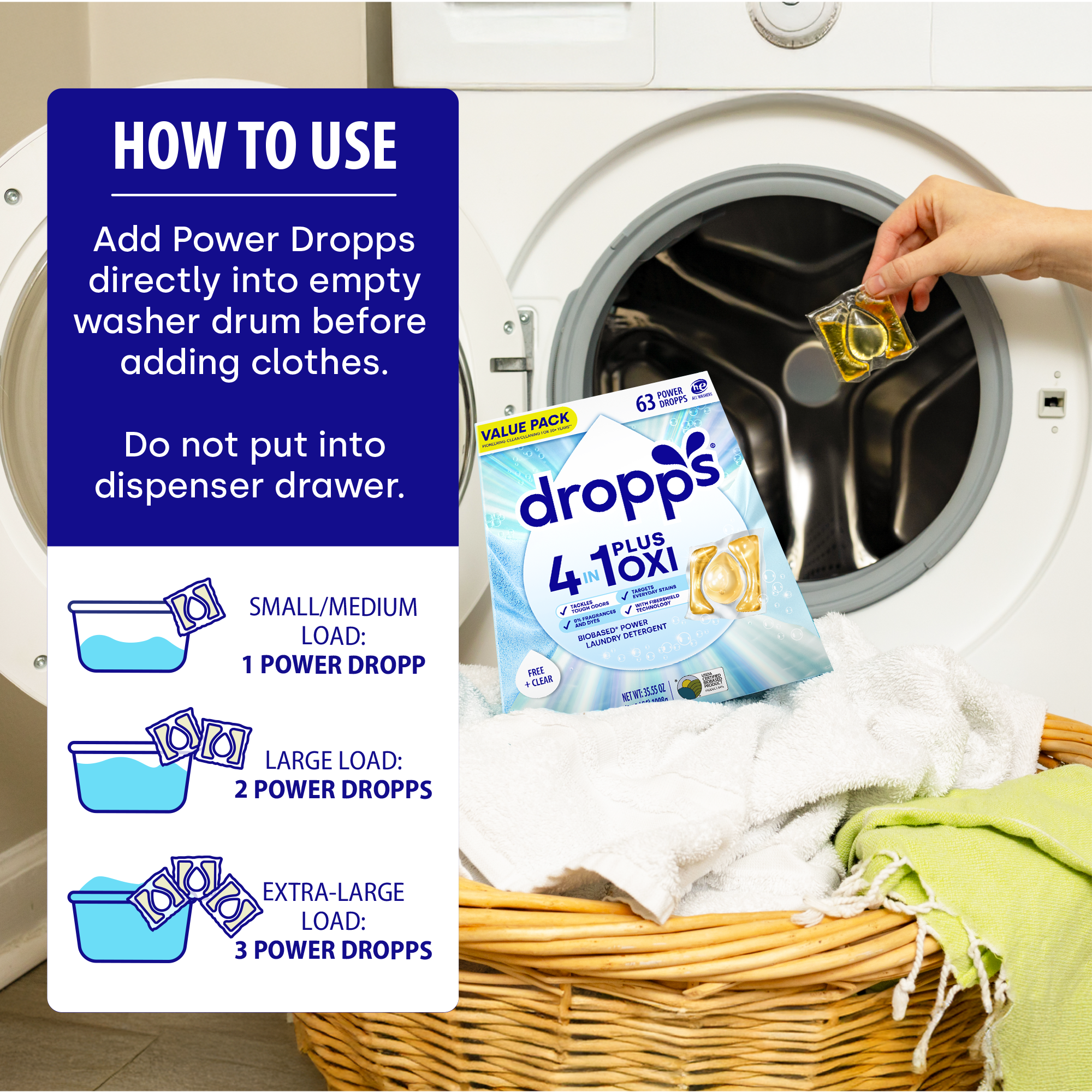 4-in-1 Plus Oxi Biobased Power Laundry Detergent Pods, Unscented