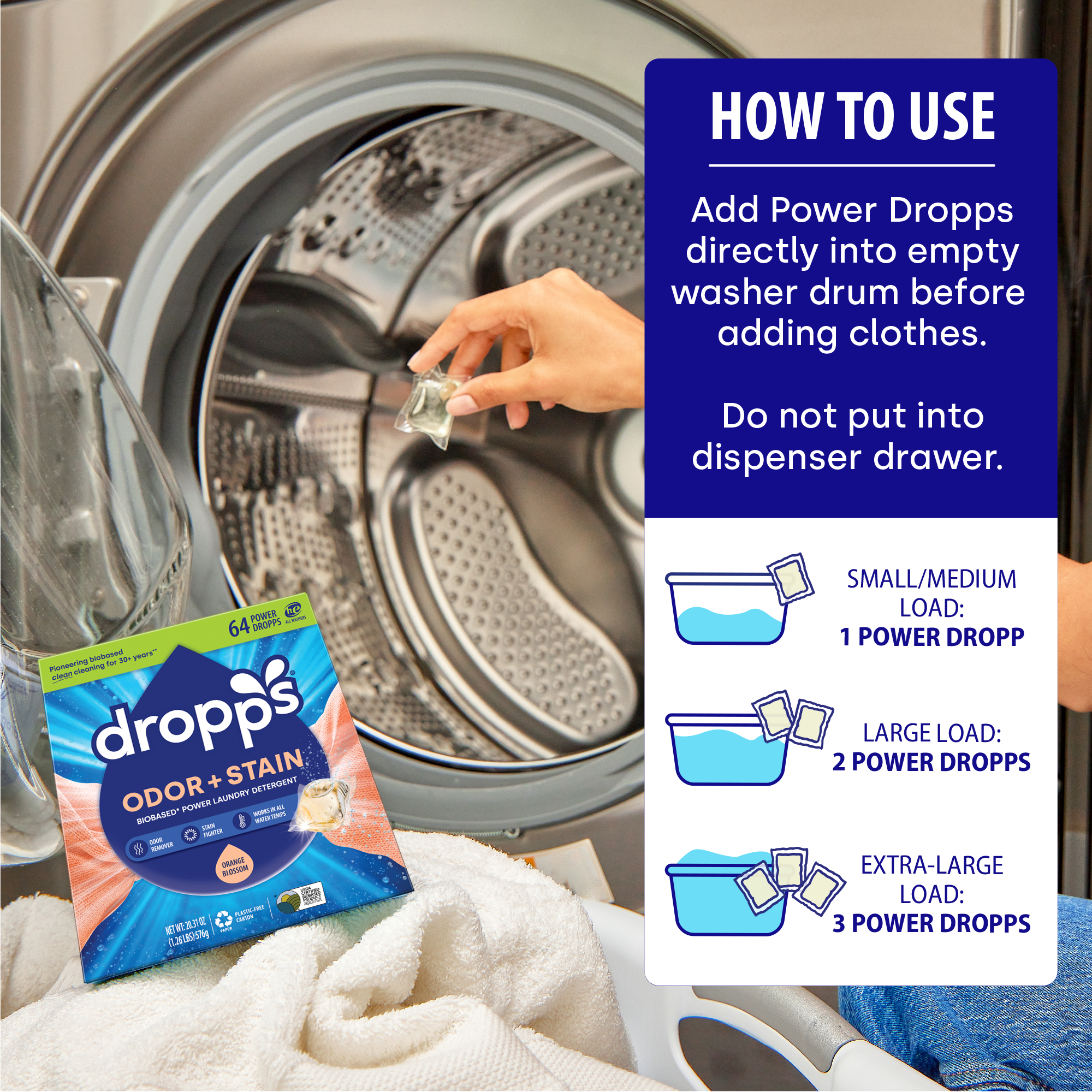 Odor & Stain Laundry Detergent Pods, Orange Blossom